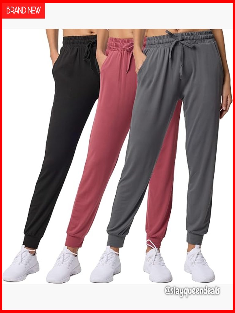 Women's 3pk Lounge Joggers Sweatpants Pockets Yoga